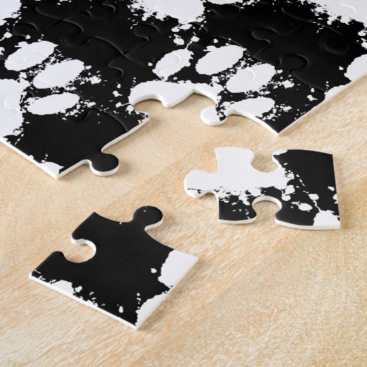 White Dog Paw Pattern met Paint Splatter Legpuzzel (Zijkant)