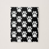 White Dog Paw Pattern met Paint Splatter Legpuzzel (Verticaal)
