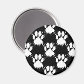 White Dog Paw Pattern met Paint Splatter Magneet (Voorkant / Achterkant)