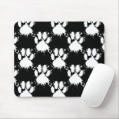 White Dog Paw Pattern met Paint Splatter Muismat (Met muis)