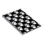 White Dog Paw Pattern met Paint Splatter Notitieboek (Rechterzijde)