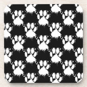 White Dog Paw Pattern met Paint Splatter Onderzetter (Voorkant)