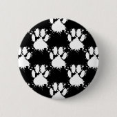 White Dog Paw Pattern met Paint Splatter Ronde Button 5,7 Cm (Voorkant)
