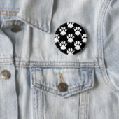 White Dog Paw Pattern met Paint Splatter Ronde Button 5,7 Cm (In situ)