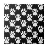 White Dog Paw Pattern met Paint Splatter Tegeltje (Voorkant)