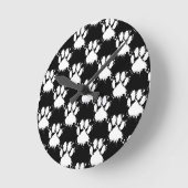 White Dog Paw Pattern met schilderplaat Ronde Klok (Hoek)