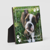 White Dog Paw Print Lijst Dog Foto & Name Fotoplaat (Voorkant)