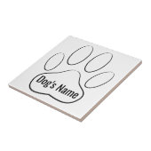 White Dog Paw Print Naam Tile toevoegen Tegeltje (Zijkant)