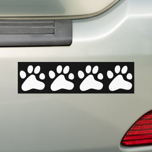 White Dog Paws Bumpersticker (Op auto)
