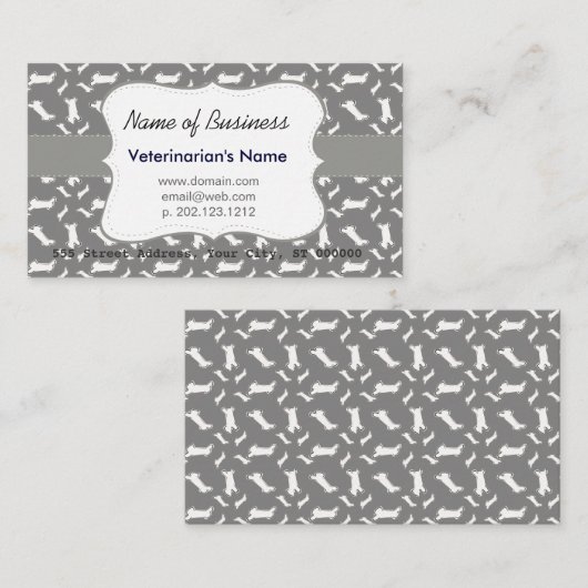 White Dog Puppy Botten Cute PatternPlain Bold Visitekaartje (Voorkant / Achterkant)