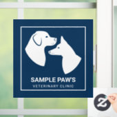 White Dog Silhouettes on Blue - Veterinary Clinic Raamsticker (Huis)