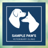 White Dog Silhouettes on Blue - Veterinary Clinic Raamsticker (Vel 3)