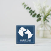 White Dog Silhouettes on Blue - Veterinary Clinic Vierkante Visitekaartje (Staand voorkant)