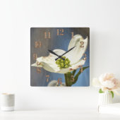 White Dogwood Bloom Vierkante Klok (Huis)