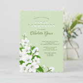 White Dogwood Blossom Religious Invitation Kaart (Staand voorkant)