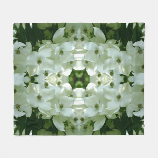 White Dogwood Flower Blossom Pattern Fleece Deken (Voorkant (Horizontaal))