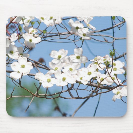White Dogwood Flowers mousepad Muismat (Voorkant)