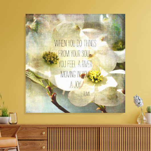 White Dogwood Rumi Quote Canvas Afdruk (Insitu (Woonkamer))
