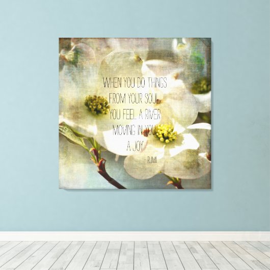White Dogwood Rumi Quote Canvas Afdruk (Insitu (Houten vloer))