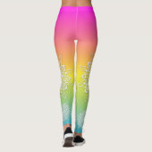 White doily lace Mandalas on a Rainbow ombre Leggings (Achterkant)