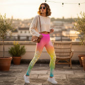 White doily lace Mandalas on a Rainbow ombre Leggings