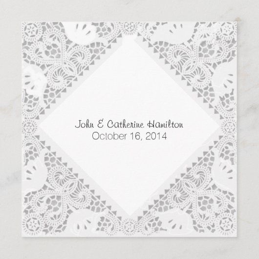 White Doily look Custom Wedding Menu (Achterkant)