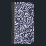 White & Donk Navy Blue  Paisley Pattern Galaxy S4 Portefeuille Hoesje<br><div class="desc">Elegant wit paisleypatroon over donkerblauw-achtergrondkleur die u kunt wijzigen.</div>