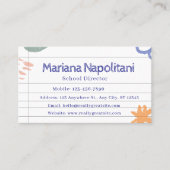 White Doodles en Scribble leraar Visitekaartje (Voorkant)