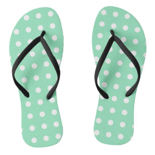White Dotted Mint Green Modern Trendy Sjabloon Teenslippers
