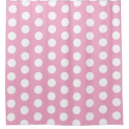 White Dotted Pink Curtain for Whimsical Cozy Decor Douchegordijn