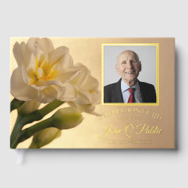 White Double Daffodil Celebration of Life Memorial Gastenboek