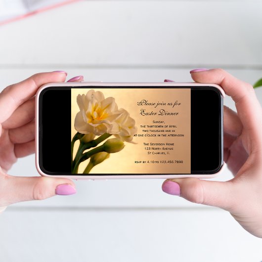 White Double Daffodil Flowers Easter Dinner Kaart