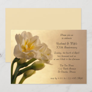 White Double Daffodil Jubileum Party Invitation Kaart