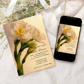 White Double Daffodils Floral Easter Dinner Kaart