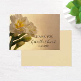 White Double Daffodils Spring Wedding Favor Tags Visitekaartjes
