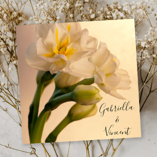 White Double Daffodils Spring Wedding Kaart