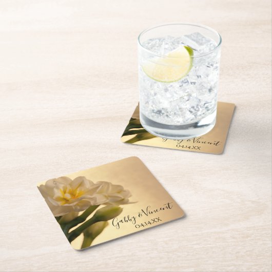 White Double Daffodils Spring Wedding Kartonnen Onderzetters (Insitu)