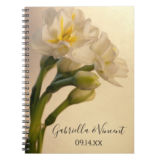 White Double Daffodils Spring Wedding Notitieboek (Voorkant)