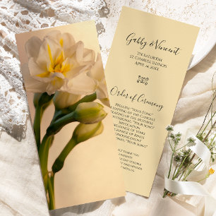 White Double Daffodils Spring Wedding Programme Programmakaart
