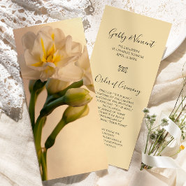 White Double Daffodils Spring Wedding Programme Programmakaart