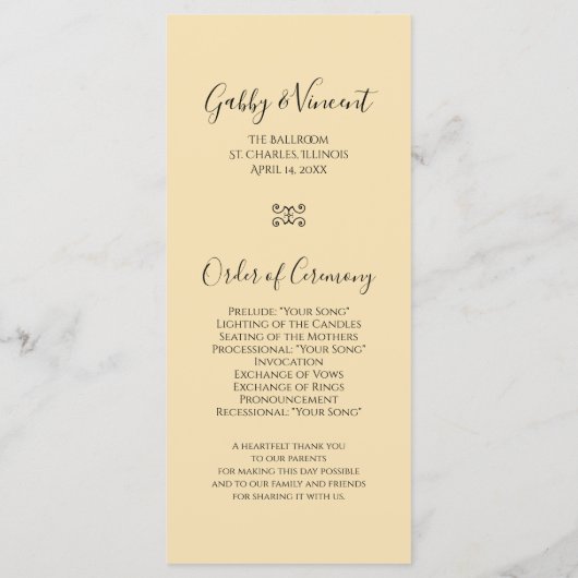 White Double Daffodils Spring Wedding Programme Programmakaart (Achterkant)