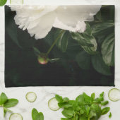 White Double Peonies Kitchen Towel Theedoek (Gevouwen)