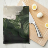 White Double Peonies Kitchen Towel Theedoek (Quarter Fold)