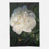 White Double Peonies Kitchen Towel Theedoek (Verticaal)