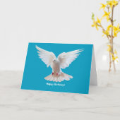 White Dove afbeelding Birthday Card Kaart (Gele Bloem)