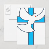 White Dove And Cross Briefkaart (Voorkant / Achterkant)