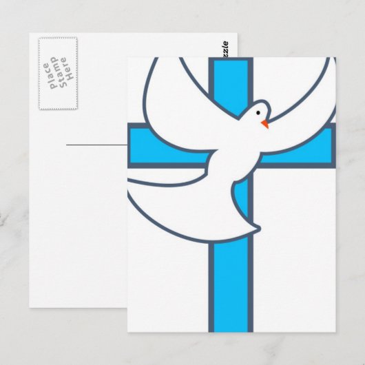 White Dove And Cross Briefkaart (Voorkant / Achterkant)