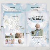 White Dove and Floral Funeral Programme sjabloon (Voorkant / Achterkant)