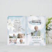 White Dove and Floral Funeral Programme sjabloon (Staand voorkant)