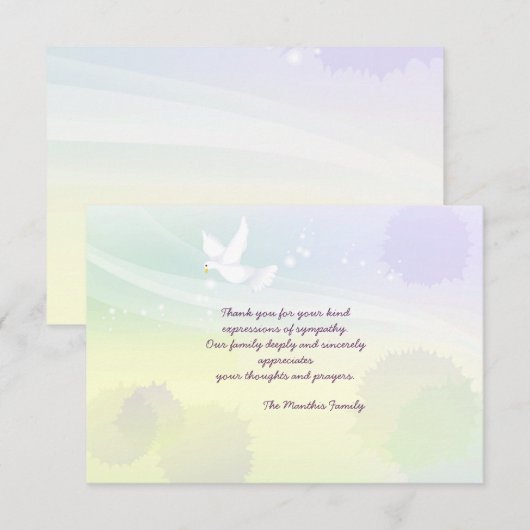 White Dove Bereavement Bedankt Notecard Notitiekaartje (Voorkant / Achterkant)